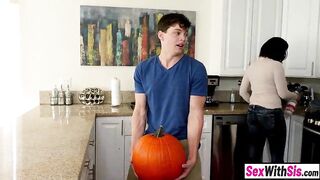 Big butt petite teen step sister gets unshaved pussy pounded on Halloween