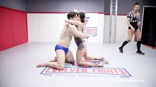 Vanessa Vega mixed naked wrestling fight and hard screwing