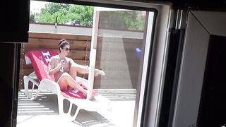 Spy my hawt neighbor woman while she tan her fine-looking body.