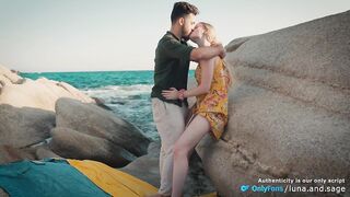 Intense Outdoor Sex On The Rocks - Filthy Hair, Wind and Squirting