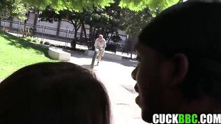 Sleazy Cuck Creeps On Interracial Couple Banging