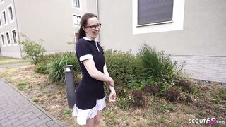 GERMAN SCOUT - Slim and Shy German Glasses Student Girl Ronya Rabe at Casting Bang