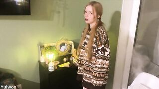 The cute teen was punished for her insolence and compelled to kneel, Spitting and Humiliation