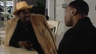 three bitches suck and fuck two studs on the bed and get jizzed on