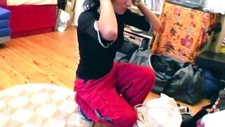 Lactating Brunette Fingers Sloppy Juicy Twat in Fishnets