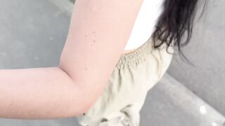 ran into a cutie I know at the bus stop and eat her out