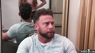 Big boobs red MILF stepmother can't resist her step sons huge rod