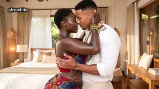 black ebony african ( AI Generated ) village goddess, a nigerian, Ghanaian origin screwed raw without screwing-rubber by an handsome kenyan tourist with his big erected dick, cum shot on her curvy body