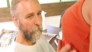 Teen seduces best friend's older man with her young twat