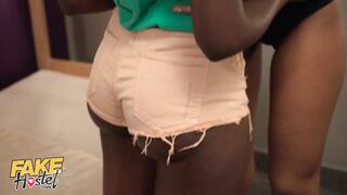 Fake Hostel 3-Some with two Sexy Ebony Angels Tall Dutch and Hot Dark Skin Honey