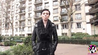 Short hair sexy brunette team-screwed by lots of hard dongs