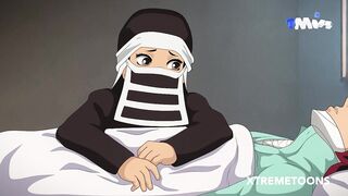 Tanjiro wakes up from a coma to fuck his nurse who surprises him with her big titties and a delightful b