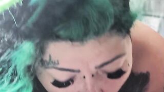 Sucking his knob until he bends me over and blows a big load in my tight pussy