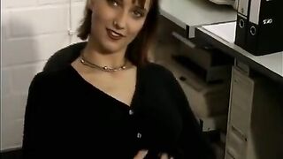 German Secretary Playing with Her Pussy in the Office