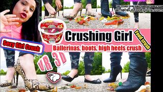 Kati zerquetscht verschiedene Gummibären Gummistiefel, Ballerinas und High Heels zerquetschen