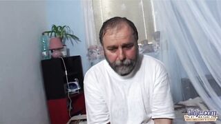 Slender golden-haired hardcore screwed and swallowing grand-dad’s cum