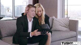 TUSHY, Elsa enjoys anal with Kayden's male-toy as she watches