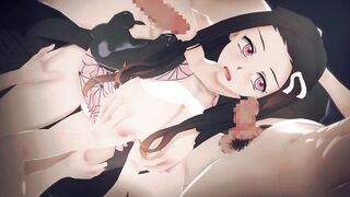 【Demon Slayer Nezuko Kamado】group-sex Animation Anime 3D. (Kimetsu no Yaiba)