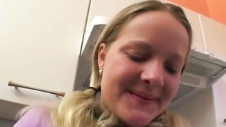 Golden-haired Spreads Twat and Toys Herself Deep