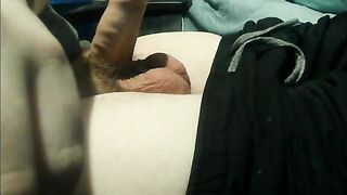 uncut knob with phimosis cums