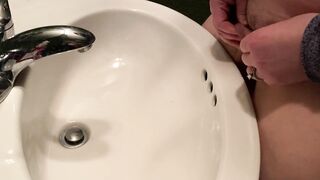Wife pisses into sink in public restroom
