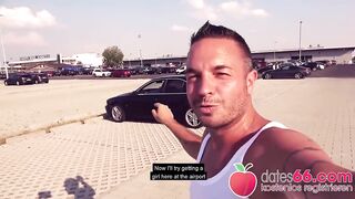 Big natural melons Candy Alexa fucked at Berlin airport