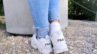 Katis 6 days bawdy sweaty socks and Sweaty Shoes Fila sneakers shoeplay lick my impure sneakers clean