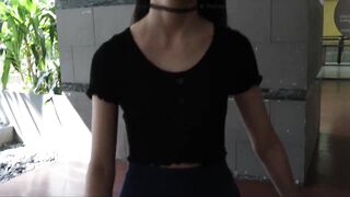 Mall Walkway - Black Crop Top & Blue Skater Skirt - Moriya Exhibit