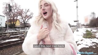 Super Sexy British golden-haired Model Arrival - Public Agent