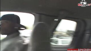 Interracial 3-some with a brunette Teen and 2 big black dicks