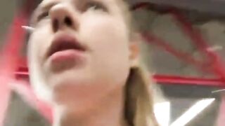 Eager squirting and screwing in the gym