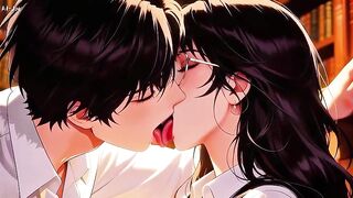 Gap Moe glasses marvelous woman , the private study session in the library.Super temptation.Movie 3. AI-generated