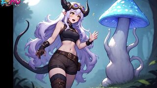 Demon Angel Finds Magic Mushroom - The Slimy Liquid Disrobes Her Stripped and Makes Her Cum in the Woods