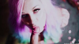 Latex Kawaii doll Sabien DeMonia gives Daddy ahegao blowjob-job