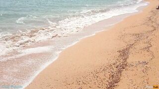 Stranger cum in my panties on the beach Risky public Creampie