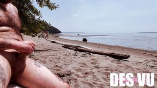 BEACH HANDJOB : she almost walked away but changed her mind - jerks stranger weenie onto feet in public