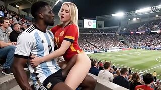 WOW Sexy! (( " ARGENTINA bang SPAIN " )) Final World Cup... in Public! Who wins? Answer in the comments! "Interracial"(IA)