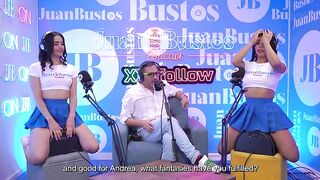 Squirter Camila & Andrea, the kinkiest Latin playgirl step-sisters, cum hard with the bang machine on full power at JuanBustosPodcast!