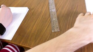 Jerking him Off under the Table.