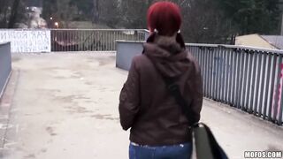 Public Pickups - Red Head Belinda & Steve Undress Down for a Wild Public Bridge Sex Session in the Freezing Cold
