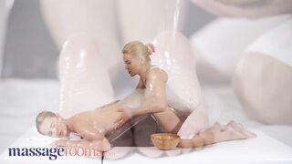 Massage Rooms Oil massage lesbians scissoring Cherry Kiss and Kaisa Nord