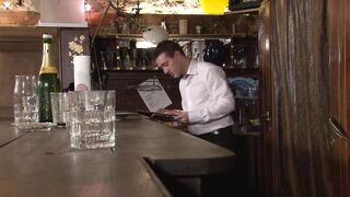 Immoral bartender fucks his bosses older wife