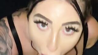 British curvy teen POV oral pleasure-job white beauty sucks big black penis