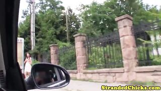 Stranded hungarian teen facialized for a lift