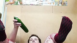 Bulky-assed Russian whore fucks her anal with a giant cucumber! Licking a vibrator after an ass! Impure homosexual,porn with conversations