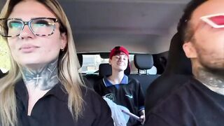 I found a window cleaner at the traffic light! And I called her over to be a porn actor and have sexy sex in our car in the middle of the street. I made her all wet and she smeared our entire car seat.