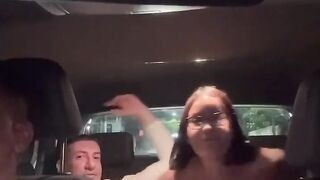 The cuckold paid extra for the Uber driver to fuck his hot wife's ass without a ramrod-sock. The driver came inside.