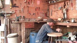 Naughty french golden-haired hard analized on ribald floor outdoor