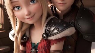 Astrid Hofferson and Hiccup filming their first sex clip How to educate your Dragon 3D cartoon animation