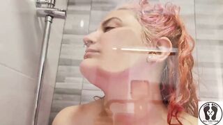 Fetish Glasschord Licking Face Body Bazookas Butt in the Shower